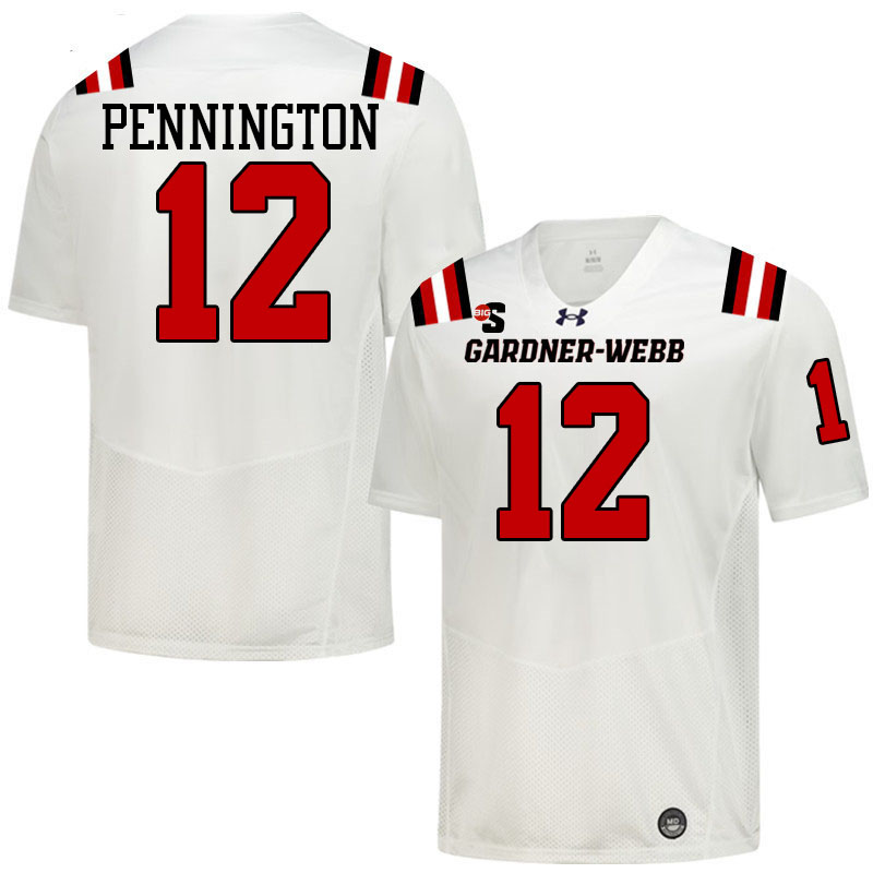 Gardner-Webb Runnin' Bulldogs #12 Cole Pennington College Football Jerseys,Uniforms-White